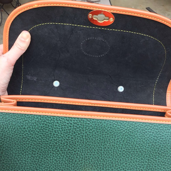 Vintage Dooney & Bourke Pebble Emerald Green Leather Messenger Bag Read All - Picture 5 of 6